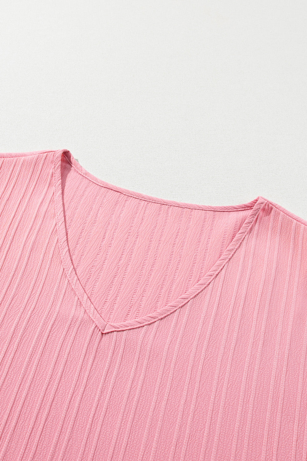 Peach Blossom Ruffled Half Sleeve V Neck Textured PPlus Top