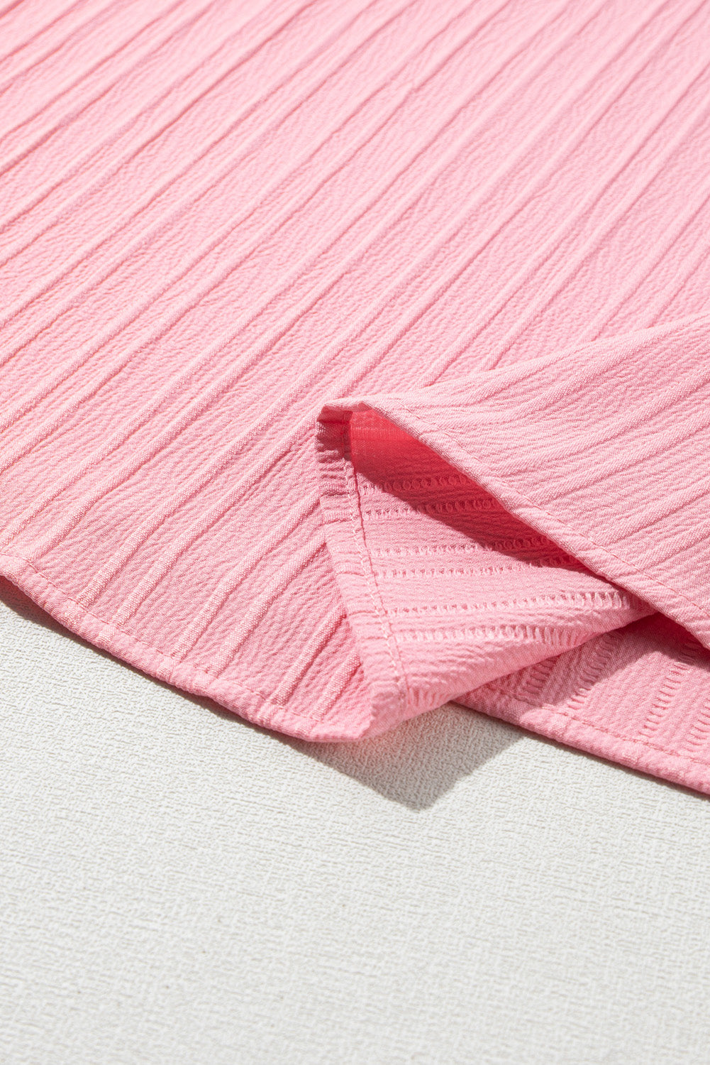Peach Blossom Ruffled Half Sleeve V Neck Textured PPlus Top