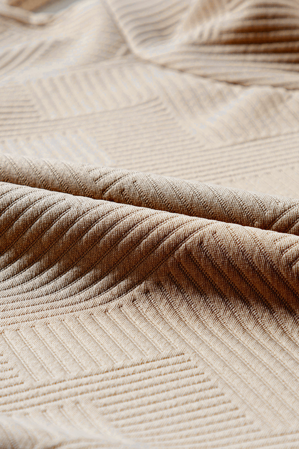 Apricot Asymmetric Buttons Detail High Neck Textured Sweatshirt