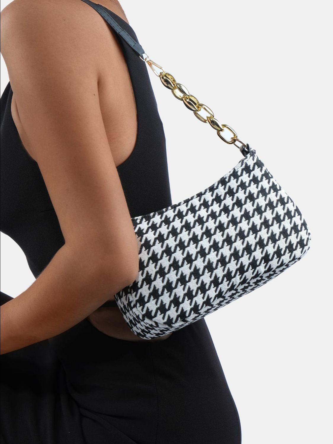 Houndstooth Polyester Handbag