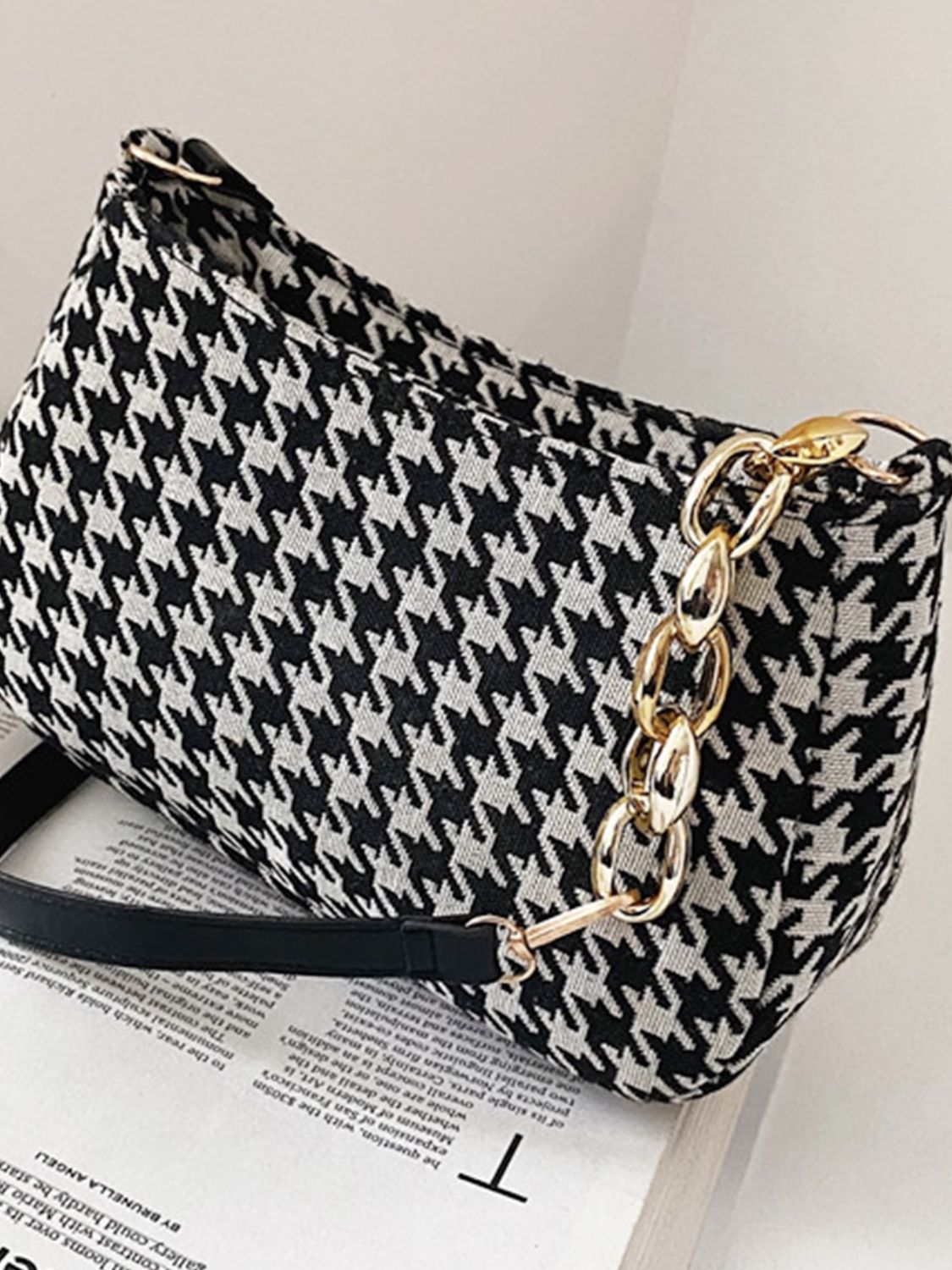 Houndstooth Polyester Handbag